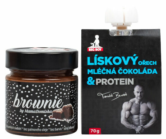 Big Boy Brownie @mamadomisha 250g + Lískoořechový krém s mléčnou čokoládou a proteinem 70g porovnat ceny