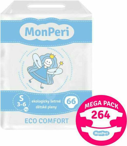 MonPeri Eco Comfort Mega pack S 3–6kg Eko Jednorázové dětské plenky 264ks porovnat ceny