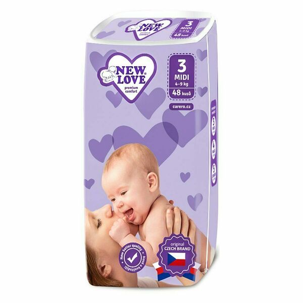 Dětské jednorázové pleny New Love 3 MIDI 4-9 kg 48 ks porovnat ceny