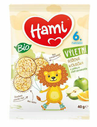 Hami BIO Rýžová kolečka S jablky a chutí pomeranče 40g porovnat ceny