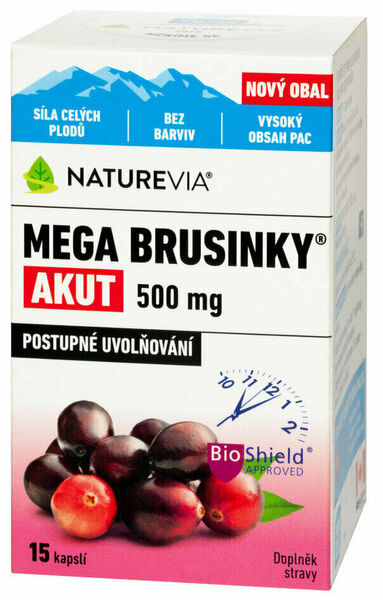 Swiss NatureVia Mega brusinky Akut 15 kapslí porovnat ceny