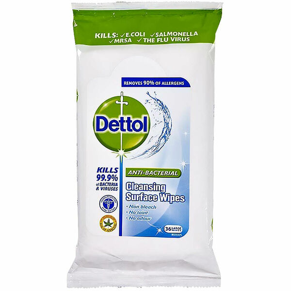 DETTOL Antibakteriální ubrousky na povrchy Limetka a máta 36 ks porovnat ceny