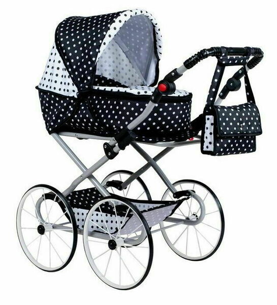 Dětský Retro kočárek pro panenky 2v1 New Baby Natálka bílo-černý porovnat ceny