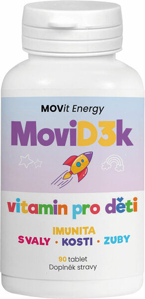 MOVit Energy  MoviD3k - vitamin D3 pro děti, 800 I.U., 90 tablet s příchutí pomeranče porovnat ceny