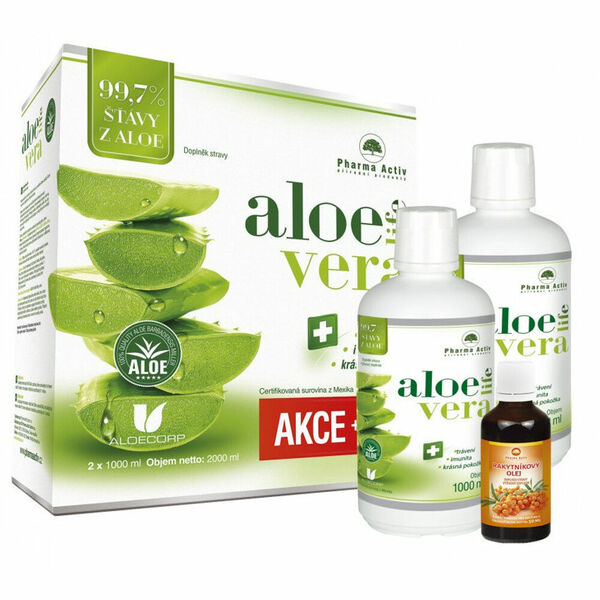 PHARMA ACTIV Aloe Vera Live 1+1 1000 ml + 100% Rakytníkový olej 50 ml porovnat ceny