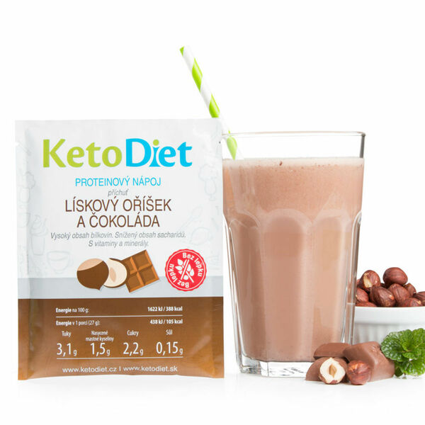 KETODIET Proteinový nápoj s příchutí lískový oříšek a čokoláda 7 porcí porovnat ceny