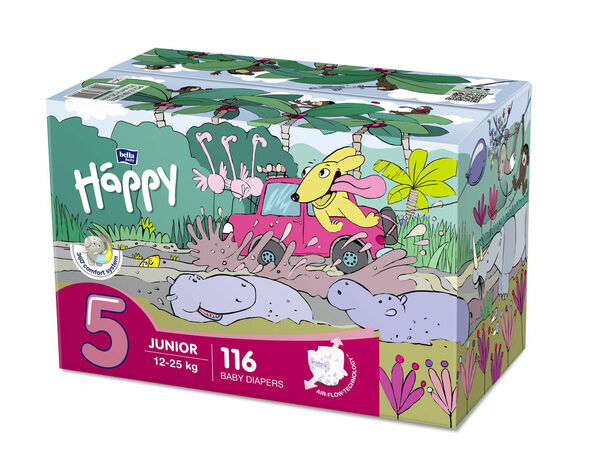 Bella Baby Happy Junior 12–25 kg dětské plenky box 2x58 ks porovnat ceny