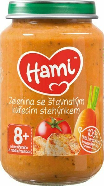 Hami příkrm Zelenina se šťavnatým kuřecím stehýnkem od uk. 8. měsíce 200g porovnat ceny