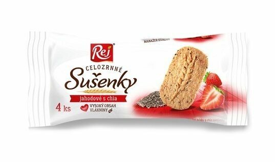 Rej  Sušenky celozrnné jahodové s chia 34g porovnat ceny