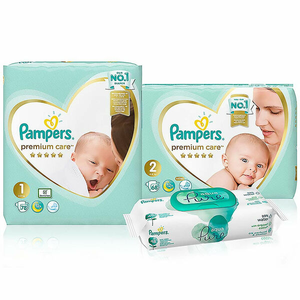 PAMPERS Premium Care Starter Pack pleny 78 a 68 ks + wipes 48 ks porovnat ceny