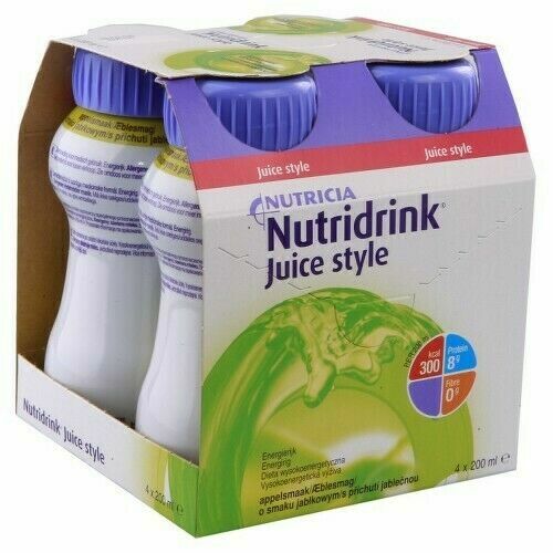 NUTRIDRINK JUICE STYLE S PŘÍCHUTÍ JABLEČNOU perorální SOL 4X200ML porovnat ceny