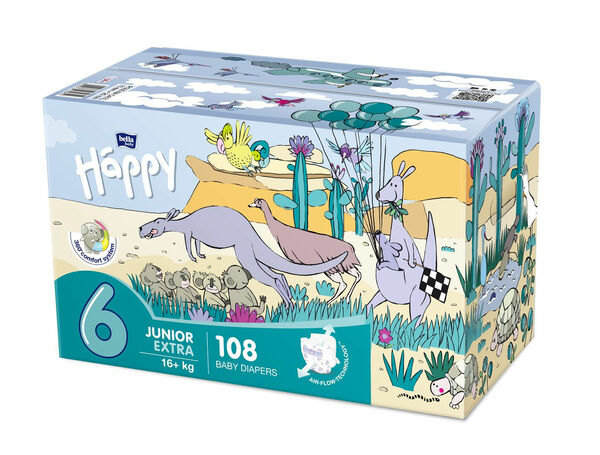 Bella Baby Happy Junior Extra 16+ kg dětské plenky box 2x54 ks porovnat ceny