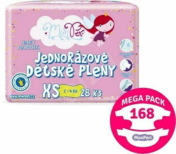 MonPeri Klasik Mega Pack XS 2–4kg Eko Jednorázové dětské pleny 168ks porovnat ceny