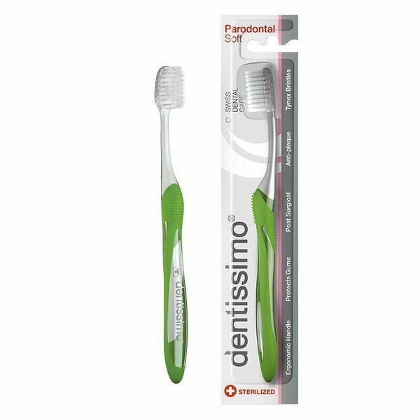 Dentissimo® švýcarský zubní kartáček PARODONTAL na podrážděné dásně, měkký 1ks porovnat ceny