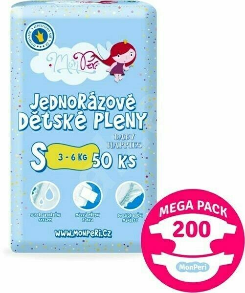 MonPeri Klasik Mega Pack S 3-6kg Eko Jednorázové dětské pleny 200ks porovnat ceny