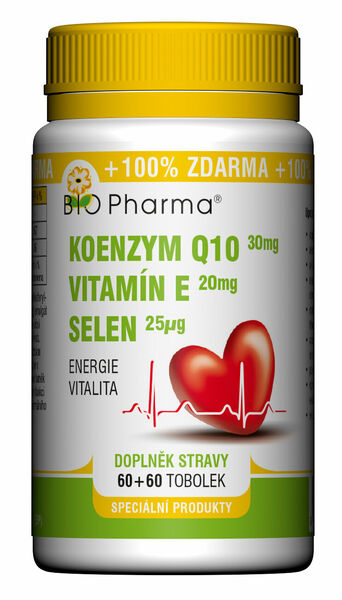 BIO Pharma Koenzym Q10 30mg+Vitamín E 20mg+Selen 25μg 60+60 tobolek porovnat ceny