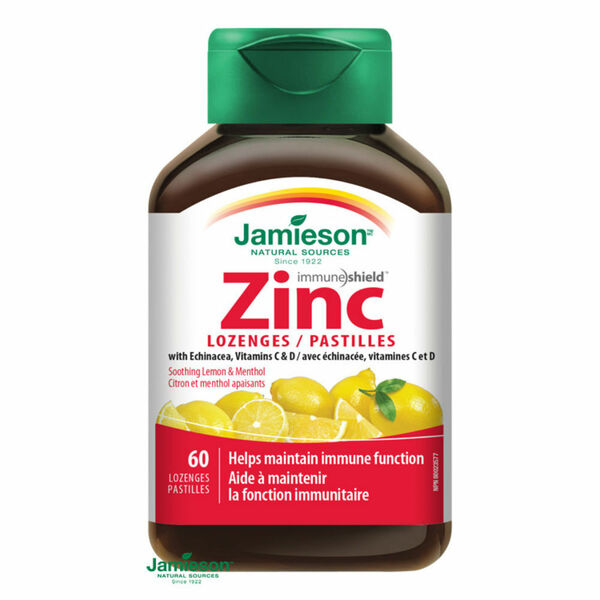 JAMIESON Zinek vitamin C+D3 příchuť citron a máta 60 pastilek porovnat ceny