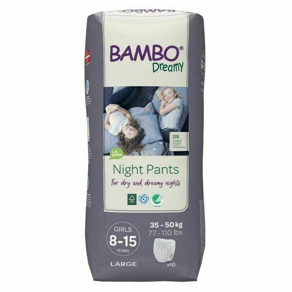 Bambo Dreamy Night Pants Girls 8-15 let 35-50 kg noční plenkové kalhotky 10 ks porovnat ceny