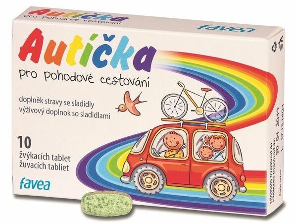 Favea  Autíčka pro pohodové cestování 10 žvýkacích tablet porovnat ceny