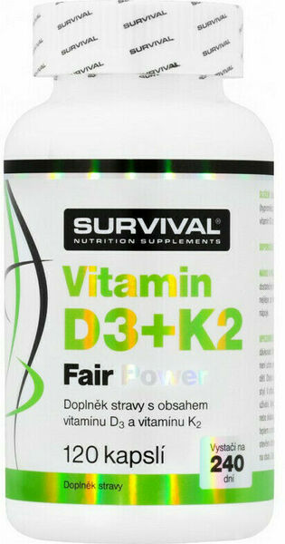 Survival Nutrition Vitamín D3+K2 Fair Power 120 kapslí porovnat ceny