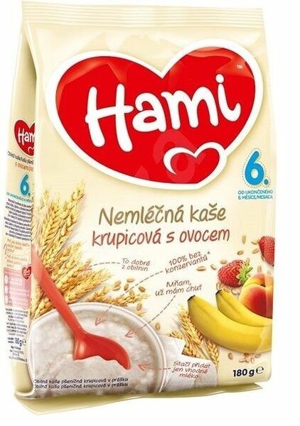 Hami nemléčná kaše krupicová s ovocem od uk. 6 měsíce 180g porovnat ceny