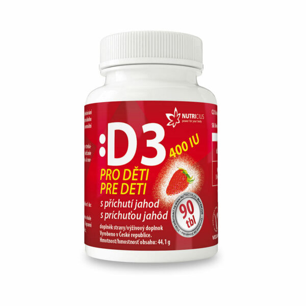 NUTRICIUS Vitamín D3 400IU pro děti - jahoda 90 tablet porovnat ceny