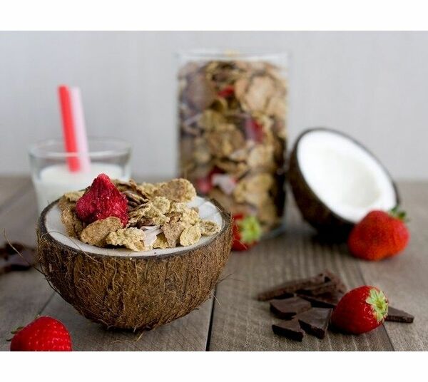 Bezva müsli Ovesné lupínky s jahodami a čokoládou 250g porovnat ceny