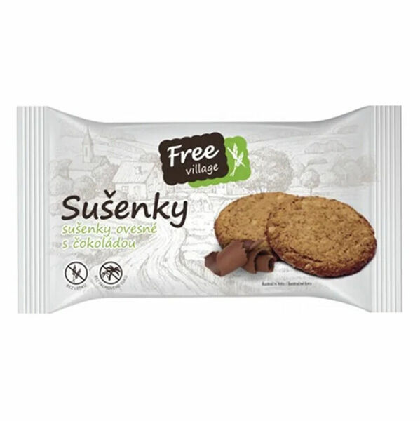 FREEVILLAGE Sušenky ovesné s čokoládou bez lepku 50 g porovnat ceny