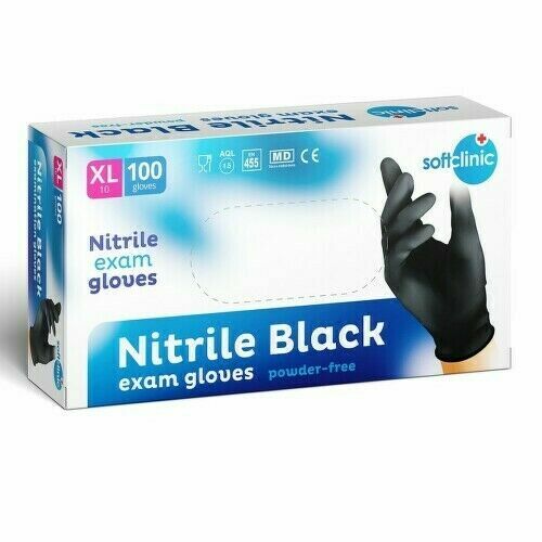 SOFTCLINIC Nitril ruk.vyšetř.nepudr.černé XL 100ks porovnat ceny
