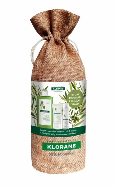 KLORANE Xmass set Olivy šampon 400 ml + balzám oves 50 ml + suchý šampon oves 50 ml porovnat ceny