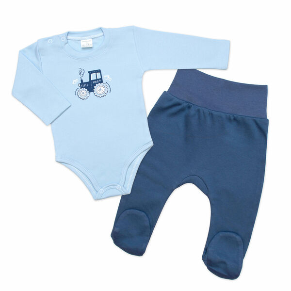 Kojenecké body dl. rukáv + polodupačky Traktor 2D, modrá porovnat ceny