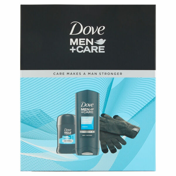DOVE Dárkové balení pro muže Clean Comfort sprchový gel na tělo a tvář, tuhý antiperspirant, rukavice na dotykový displej 250 ml + 50 ml porovnat ceny