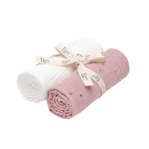 Eseco Mušelínové pleny white - pink stars 2ks porovnat ceny