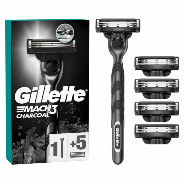 Gillette Mach3 Charcoal Holicí strojek pro muže + 5 Holicích hlavic porovnat ceny