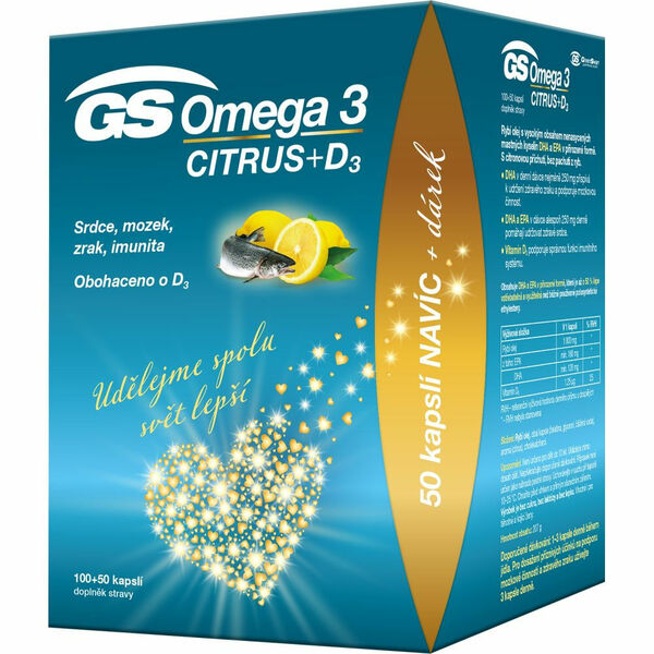 GS Omega 3 citrus + D3 100 + 50 kapslí DÁREK 2021 porovnat ceny