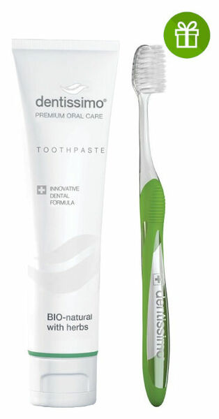 Dentissimo® BIO-natural zubní pasta + kartáček Soft Parodontal (na podrážděné dásně) porovnat ceny