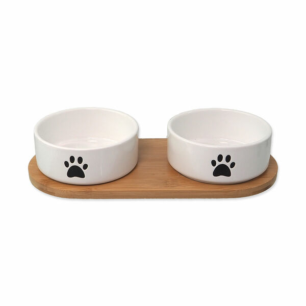 Dog Fantasy Set 2 misky keramické s podtáckem bílé tlapka 13x5,5 cm 400 ml porovnat ceny