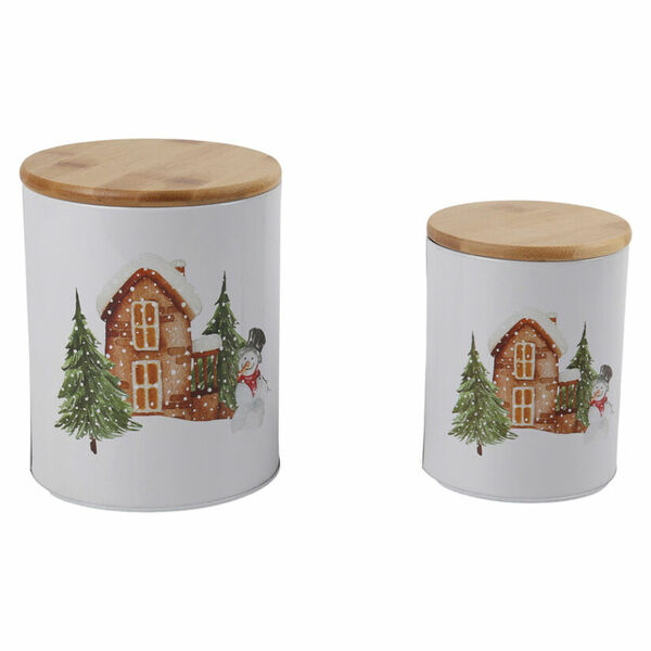 Z-TRADE Dóza plechová kulatá Vánoční čas bílá 2 kusy porovnat ceny