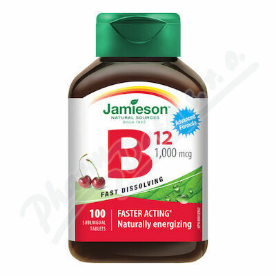 Jamieson Vitamín B12 metylkobalamin 1000mg rychle rozpustné tablety s příchutí třešně 100 tablet porovnat ceny