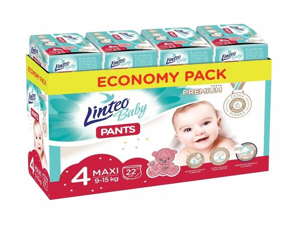 Linteo Baby Pants PREMIUM 4 Maxi 9-15 kg kalhotkové plenky 88 ks porovnat ceny