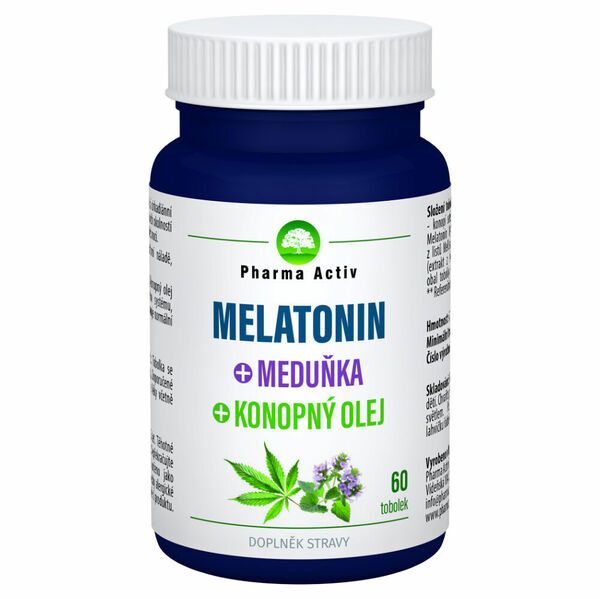 PHARMA ACTIV Melatonin + meduňka + konopný olej 60 tobolek porovnat ceny