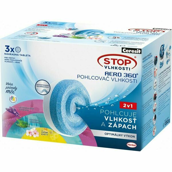 Ceresit Pohlcovač vlhkosti AERO 360° náhradní tablety 3x450g triopack porovnat ceny