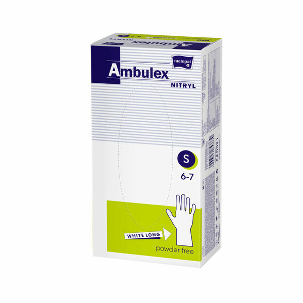 MATOPAT Ambulex Nitrylové rukavice nepudrované, prodloužené, bílé vel. S 100 ks porovnat ceny