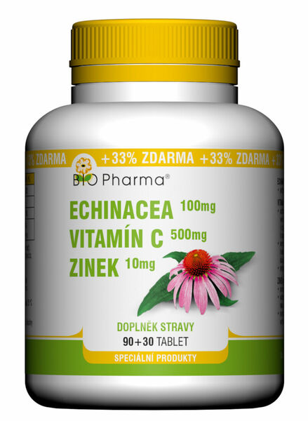 BIO Pharma Echinacea 100mg+VitamínC 500mg+Zinek 10mg 90+30 tablet porovnat ceny