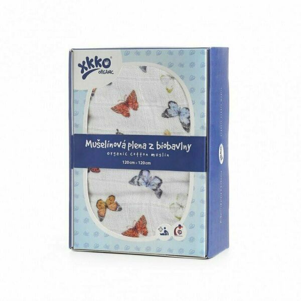 XKKO Organic biobavlněného plenka 120x120, Butterflies porovnat ceny