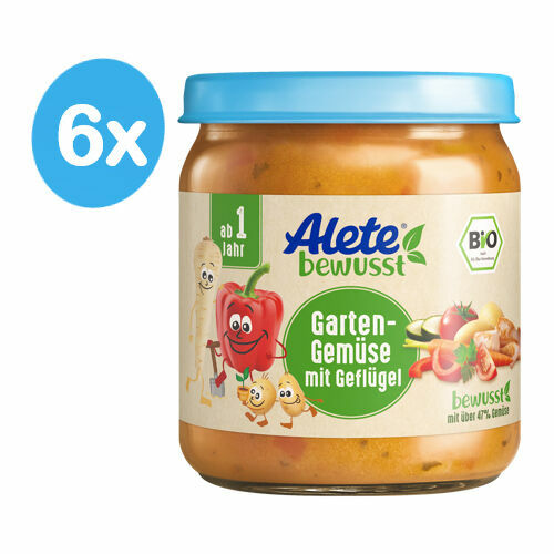 Alete BIO Příkrm zelenina s krůtím masem 12m+ 6x250 g porovnání ceny