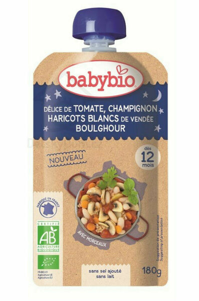 BABYBIO rajčata se žampiony, bílými fazolemi a bulgurem 180g porovnat ceny