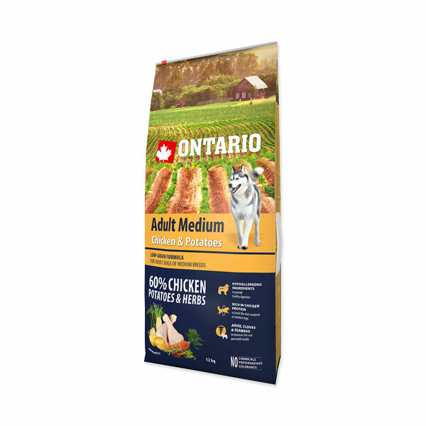 Ontario Adult Medium Chicken&Potatoes granule 12 kg porovnat ceny