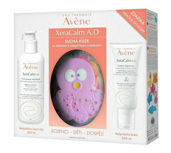 Avene Xeracalm AD Relipidační mycí olej 400 ml + Relipidační krém 200 ml + podložka porovnat ceny