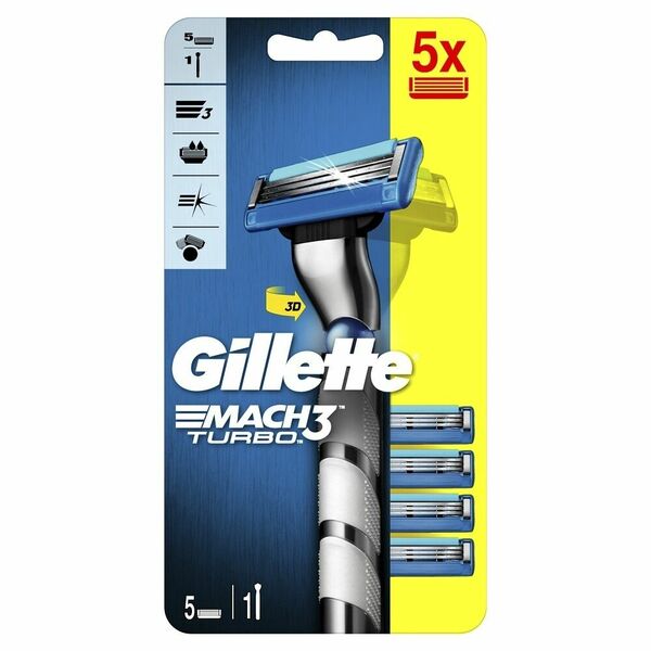 Gillette Mach3 3D Turbo Barcelona strojek + 5 hlavic porovnat ceny